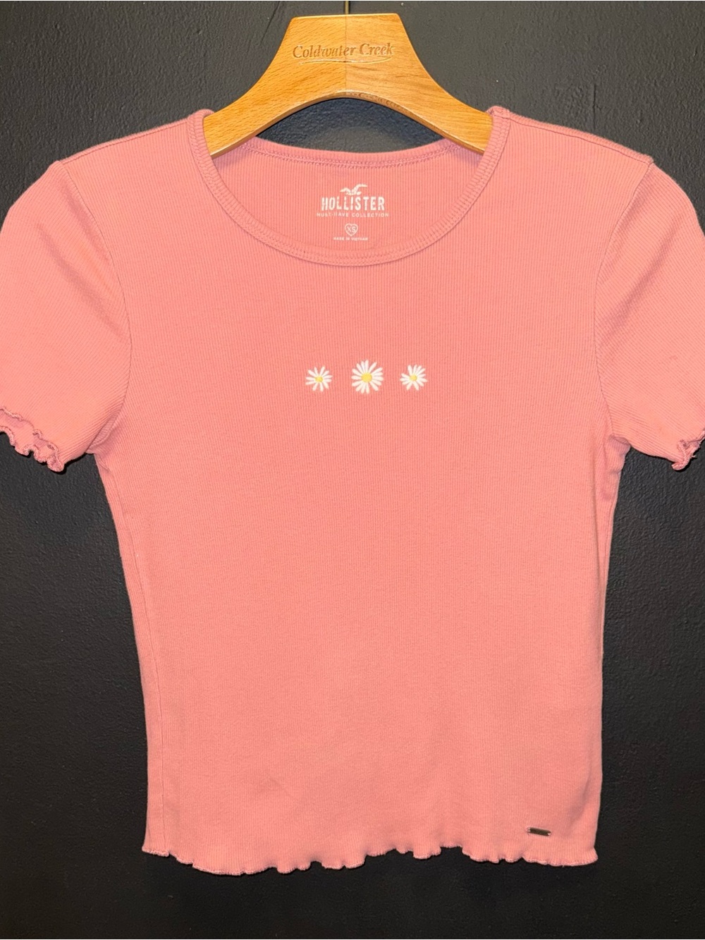 2 Piece Bundle, Hollister Rose Pink and Sage Green Ribbed Tees